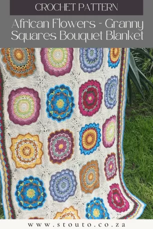 Large flower granny square crochet pattern with layered petals