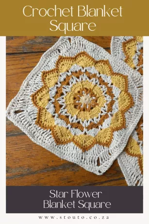 Star flower granny square crochet motif