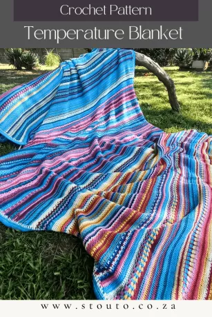 crochet temperature blanket, made with 30+ different crochet stitches
