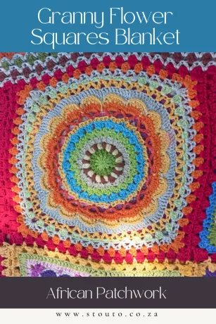 Crochet Large Flower Blanket Square free pattern -African Patchwork Square 04