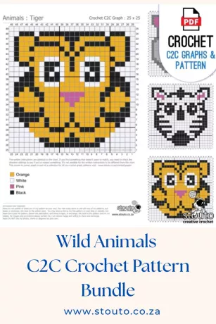Wild Animals C2C Crochet PDF Pattern Bundle.