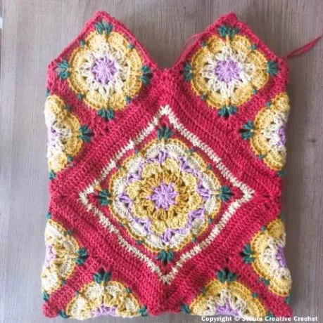 Crochet tote bag before final finishing