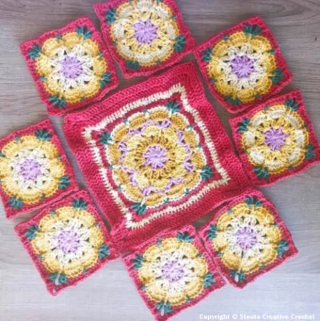layout crochet square on flat surface