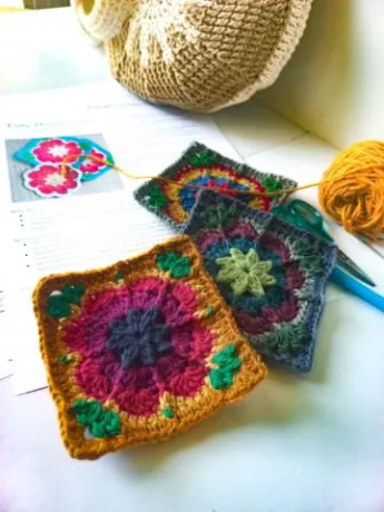 Small colorfull granny flower squares
