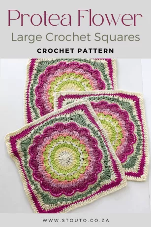 Large Granny Flower Square Pattern : Protea Free Online crochet pattern protea blanket squares