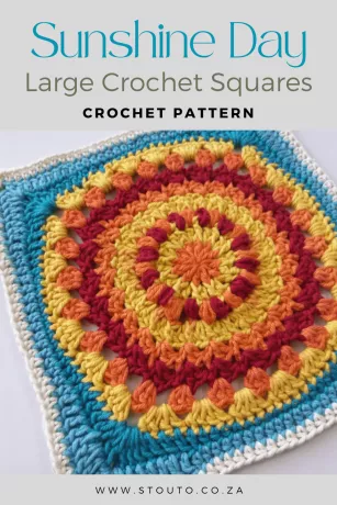 Free online pattern for a large crochet blanket square pattern bright sunshine day