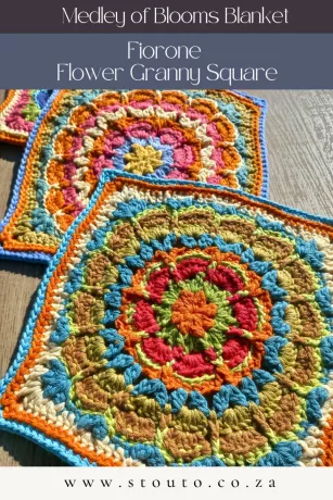 Fiorone crochet flower square pattern for blankets, afghans and cushions