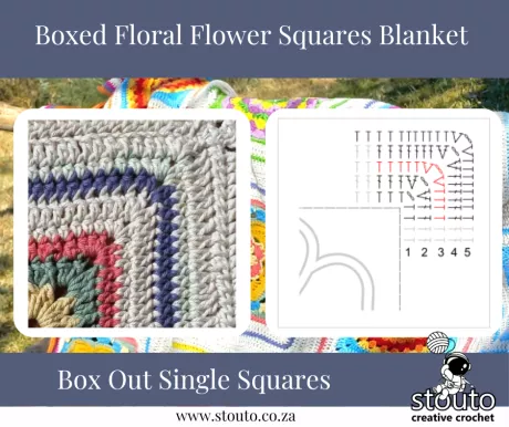 Box out Each flower Square for this moder granny square blanket pattern
