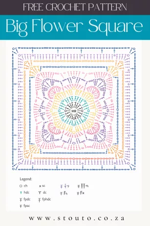 Big Flower Square – Free Crochet Pattern Diagram