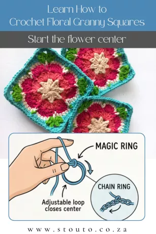 How to Crochet Flower Granny Squares Step by Step - Step 1