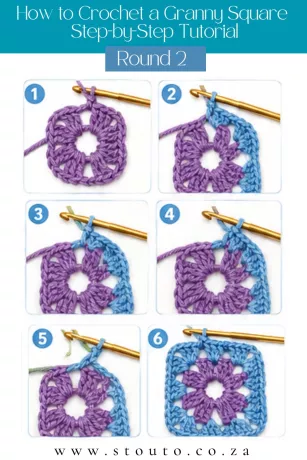 How to Crochet a Granny Square: Round 2 - Step-by-Step Tutorial
