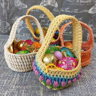 Collection of mini crochet baskets