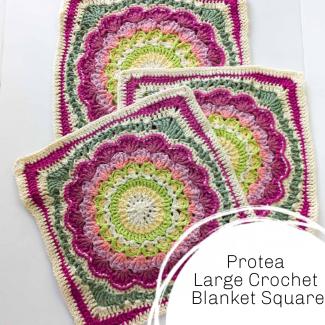Protea blanket square crochet pattern 
