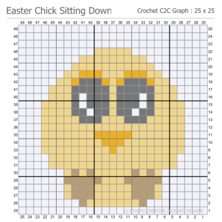 FREE online Pattern C2C Crochet Graph - Baby Chicken sitting down
