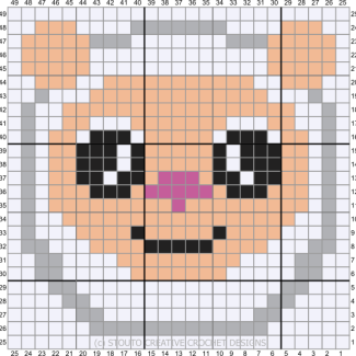 Crochet C2C Baby Sheep Pattern Graph 25 x 25 sqaures