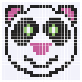 Smiling Panda Bear C2C Crochet Square 