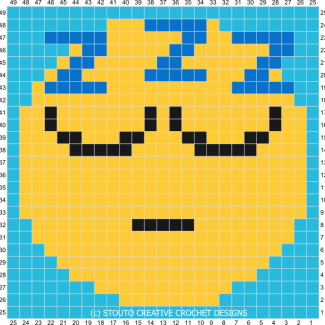 C2C Crochet Emoticon Sleepy Face Graph and Pattern