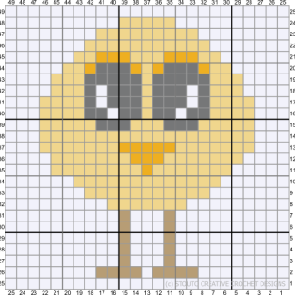 c2c crochet pattern and graph of Cute Baby Chicken