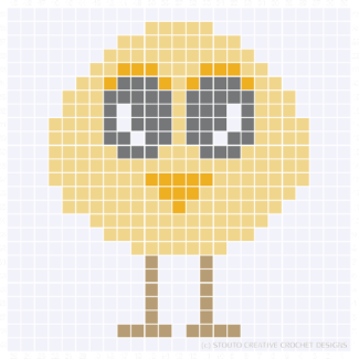 Corner to corner crochet pattern and graph of Cute Baby Chicken 