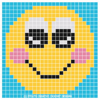 C2C Crochet Emoticon Blush Face Graph and Pattern 