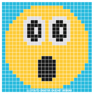 C2C Crochet Emoticon Gasp Face Graph and Pattern 