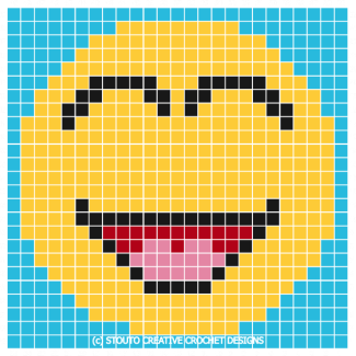 C2C Crochet Emoticon Laugh Face Graph and Pattern 