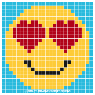 C2C Crochet Emoticon Love Eyes Face Graph and Pattern 