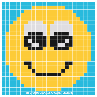 C2C Crochet Emoticon Smile Face Graph and Pattern 