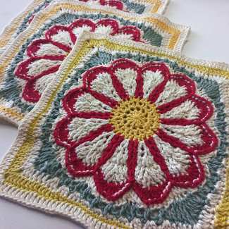 Large Granny Square Gazania Flower Pattern