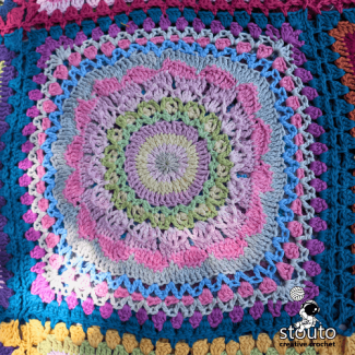 Crochet Sunrise Bloom Square Flower Blanket Square Patchwork Flower One granny square pattern