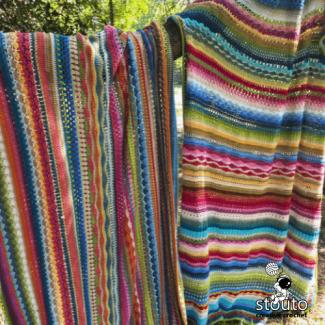 Crochet stitch sampler adapted for baby blanket size