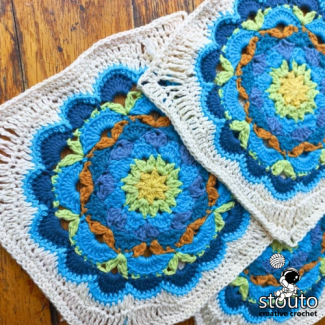 Forget Me Not granny square crochet motif