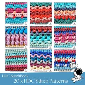 Modern crochet blanket design created with half double crochet stitches
