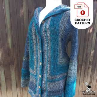 Easy jacket button, perfect for variegated striped yarn