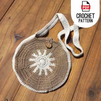 Close-up detail of textured sunburst crochet bag stitches