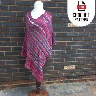 Women’s poncho pattern for self-striping yarn