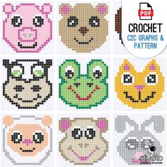 Crochet Adorable Animals C2C Afghan Squares for Your Next Blanket