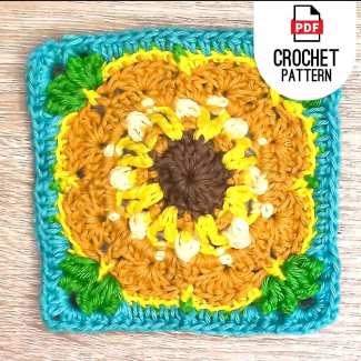 Small crochet flower square pattern with step-by-step instructions and floral granny square design.