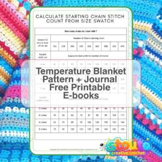 Beginner crochet guide showing step-by-step process for starting a temperature blanket project