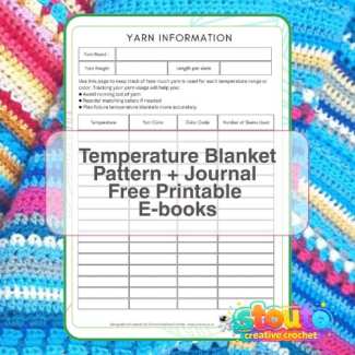 Printable temperature blanket journal pages for tracking daily temperatures and crochet progress