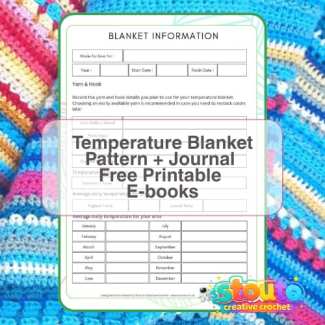 Printable temperature blanket journal pages for tracking daily temperatures and crochet progress