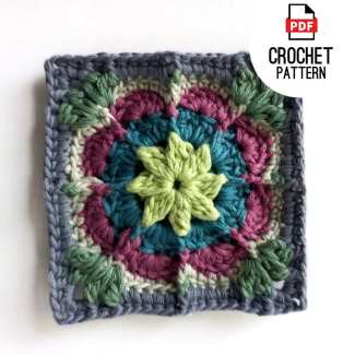 Free African Daisy Crochet Block Pattern