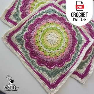 Protea Inspired Granny Square Crochet Block