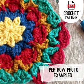 Free crochet flower granny square pattern for creating blankets, cushions, bags, and other floral crochet projects.