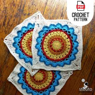 Modern flower granny square crochet pattern in soft pastel colours perfect for crochet blankets and afghans