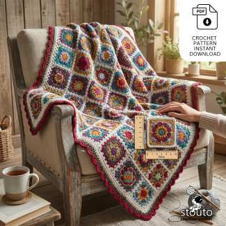 African Daisies Blanket - Small Granny Square Blanket - Free Crochet Pattern