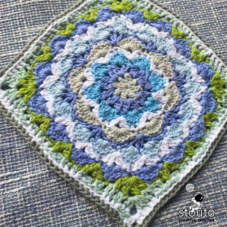 Dahlia Flower Granny Square adds a floral centre and dimensional texture
