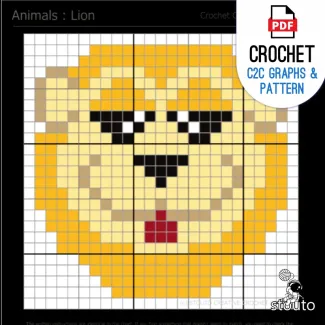 Forever Lazy Lion C2C Crochet Square