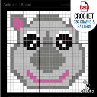 Baby Blanket Rhino Crochet Pattern and Graph