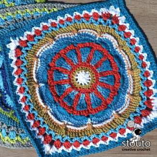 TMBJGF Flower Granny Square crocheted in DK yarn using a 3 mm crochet hook.